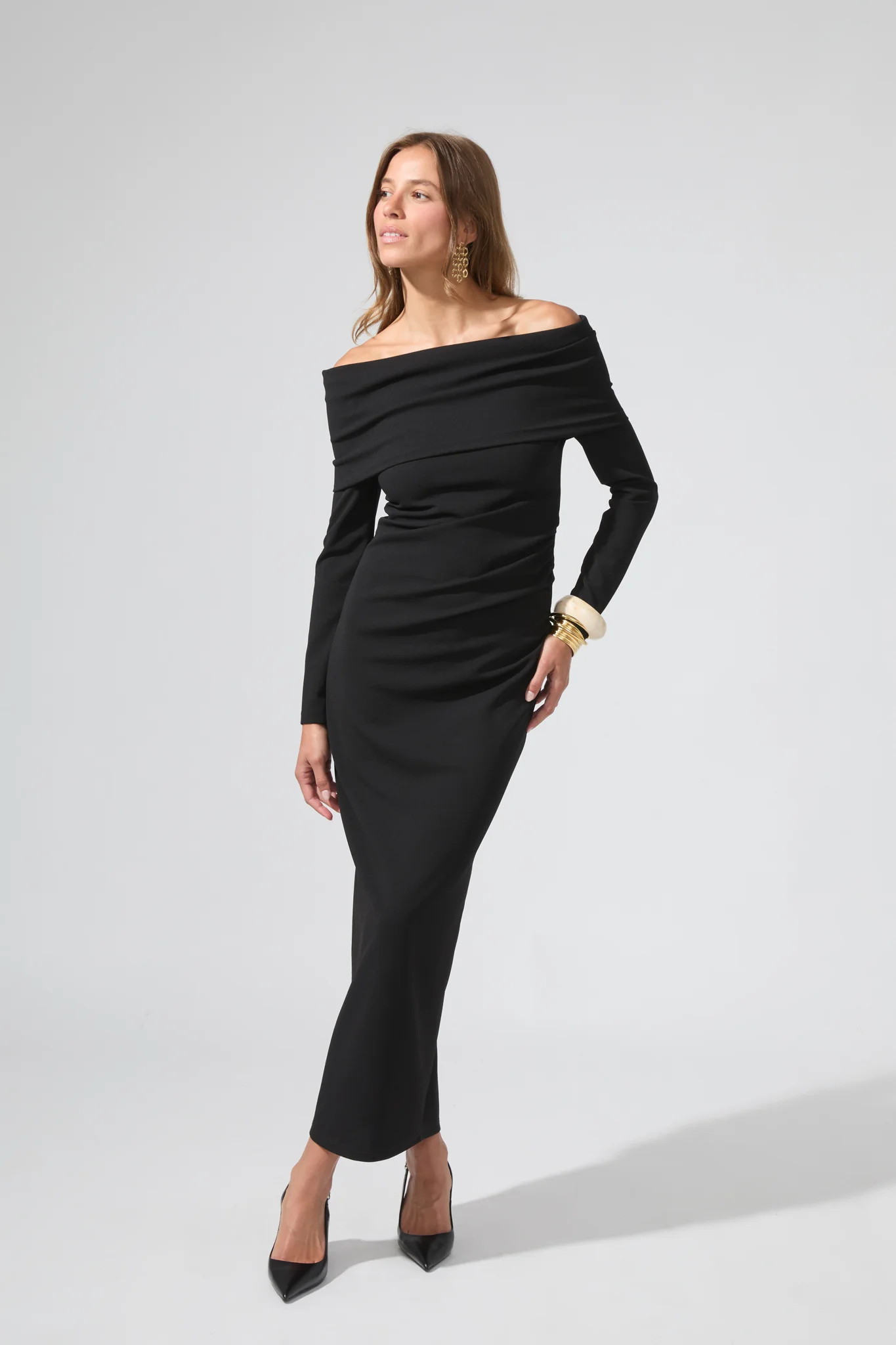 Elizabeth | Robe longue encolure bardot