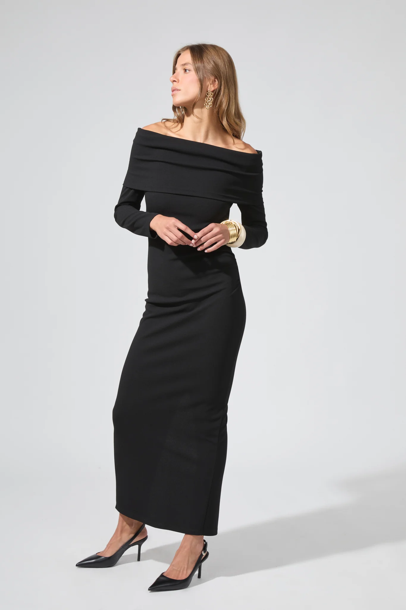 Elizabeth | Robe longue encolure bardot - Image 3