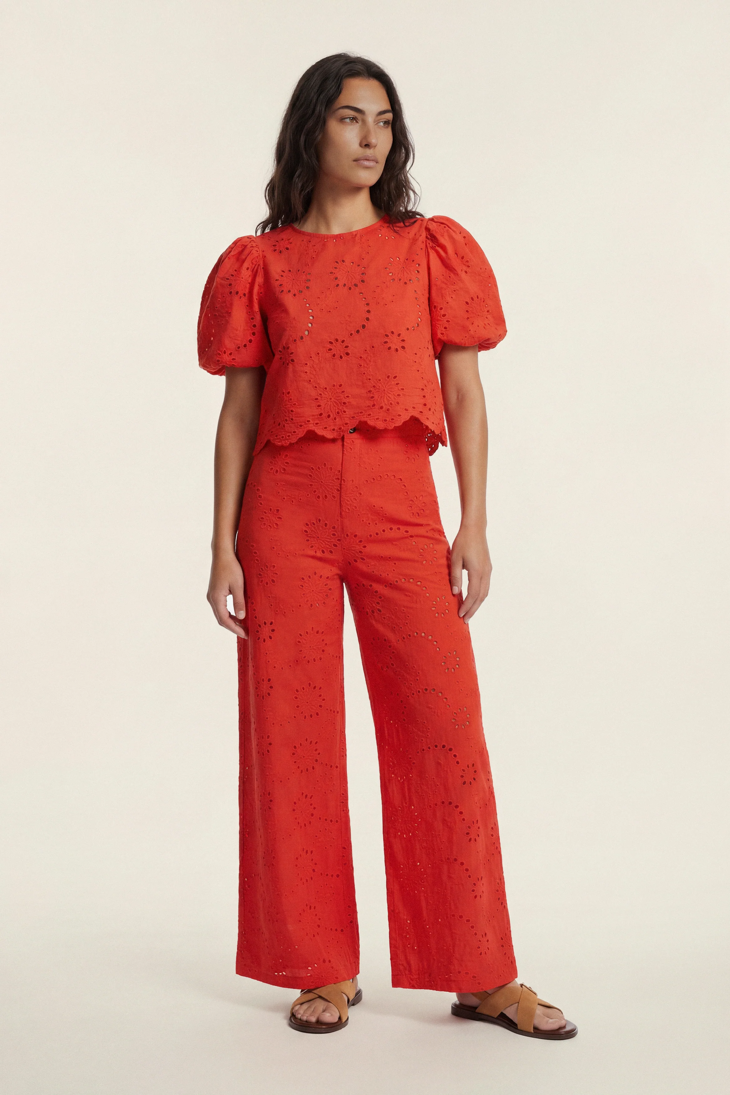 Stuart | Top manches bouffantes macramé