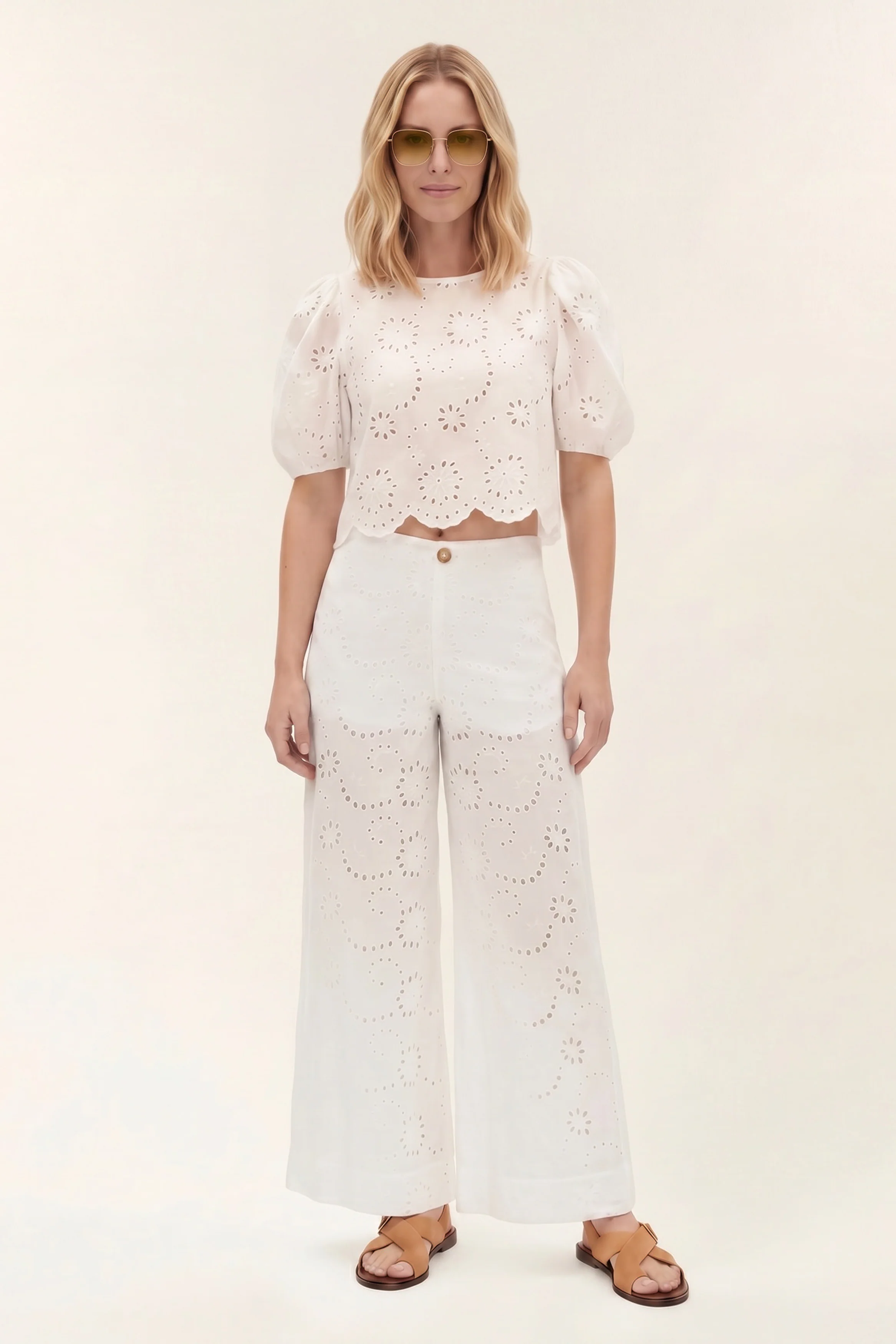 Stuart | Top manches bouffantes macramé